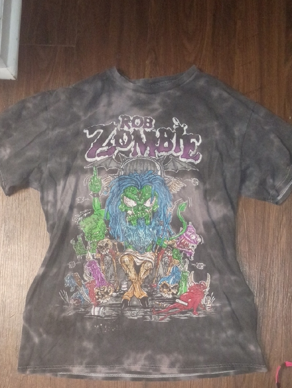 Women's Graphic Tee - Black Tie-Dye with Multicolor Print